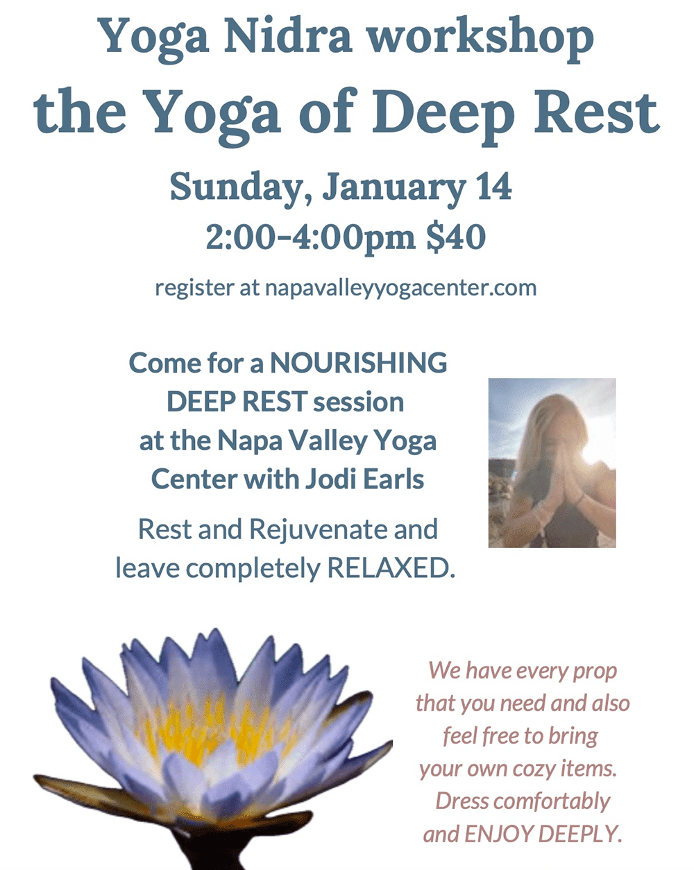 Yoga Nidra Workshop 2024 flyer